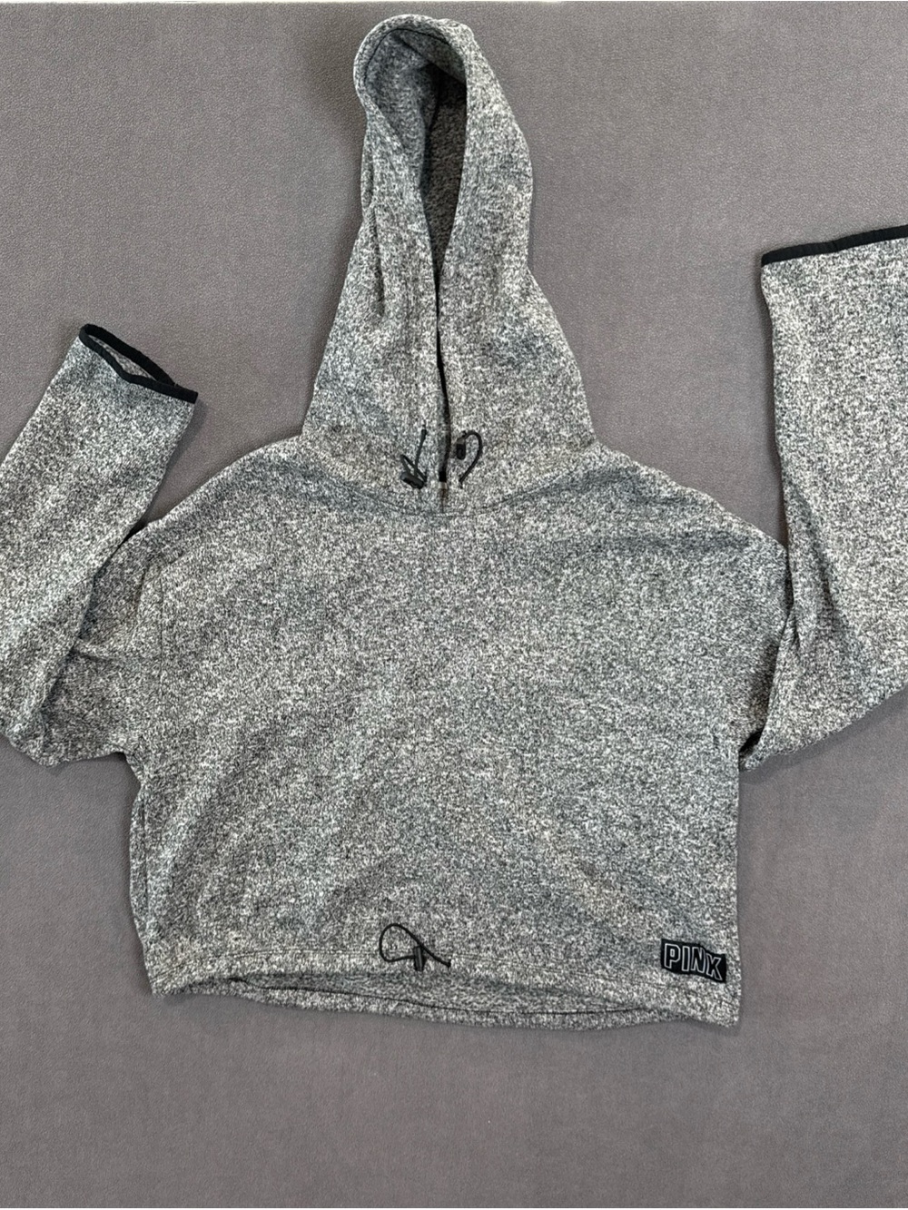 PINK Victoria's Secret Heather Gray Cropped Hoodie Size Large